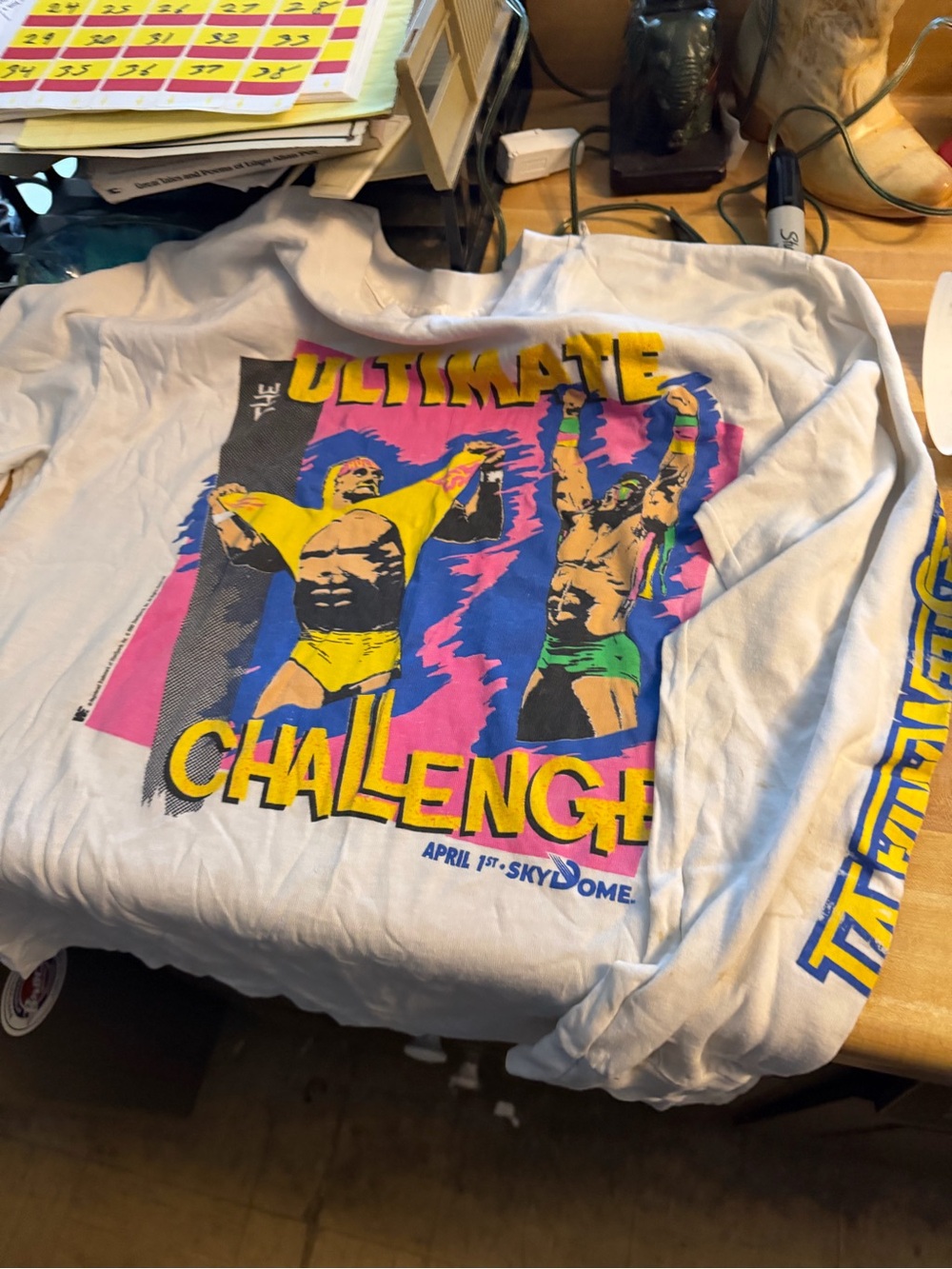 The Ultimate Challenge Graphic Long Sleeve Tee - Bright Retro Wrestling Print